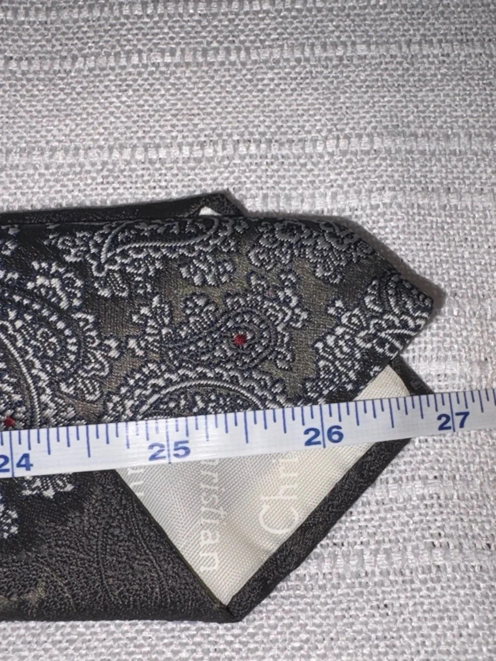 Vintage Christian Dior Monsieur Paisley Tie Black Gray Luxury Necktie